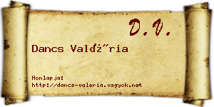 Dancs Valéria névjegykártya